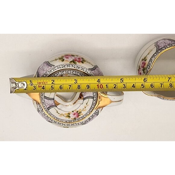 Vintage Hand-Painted Noritake Porcelain Creamer & Sugar Bowl Set Art Deco Style - Picture 11 of 14